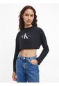 Camiseta Corta De Manga Larga Con Logo Mujer Negro Mujer Negro Calvin Klein de Calvin Klein