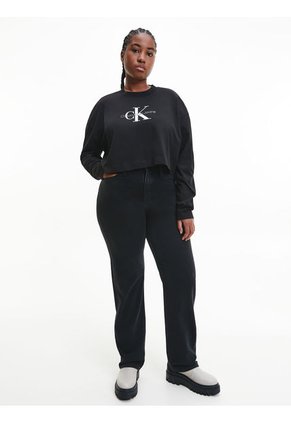 Camiseta Corta De Manga Larga Con Logo Mujer Negro Mujer Negro Calvin Klein