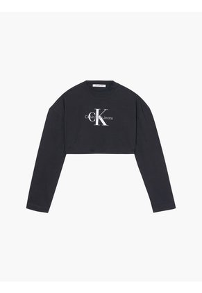 Camiseta Corta De Manga Larga Con Logo Mujer Negro Mujer Negro Calvin Klein