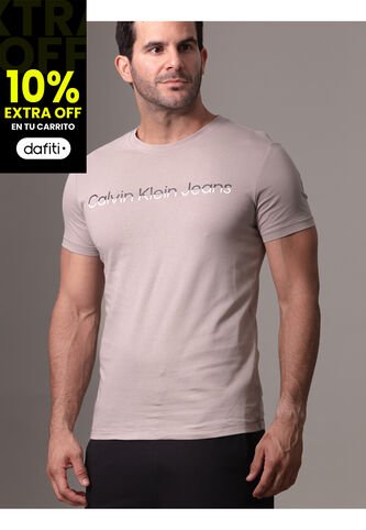 Camiseta Gris Con Logo Institutional Bicolor Calvin Klein Calvin Klein