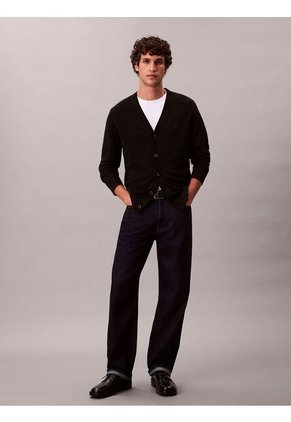 Cárdigan Negro Ligero De Manga Larga En Lana Merino Calvin Klein