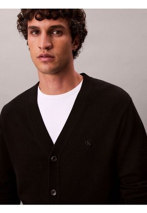 Cárdigan Negro Ligero De Manga Larga En Lana Merino Calvin Klein