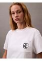 Camiseta Blanca Cropped Con Escudo Con Logo Calvin Klein de Calvin Klein