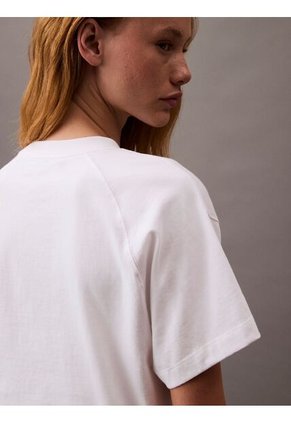 Camiseta Blanca Cropped Con Escudo Con Logo Calvin Klein