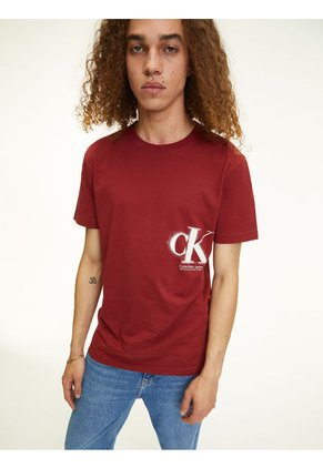 Camiseta Informal Con Logo Hombre Vino Calvin Klein