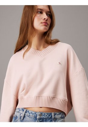 Saco Rosado Cropped Con Cuello En V Calvin Klein