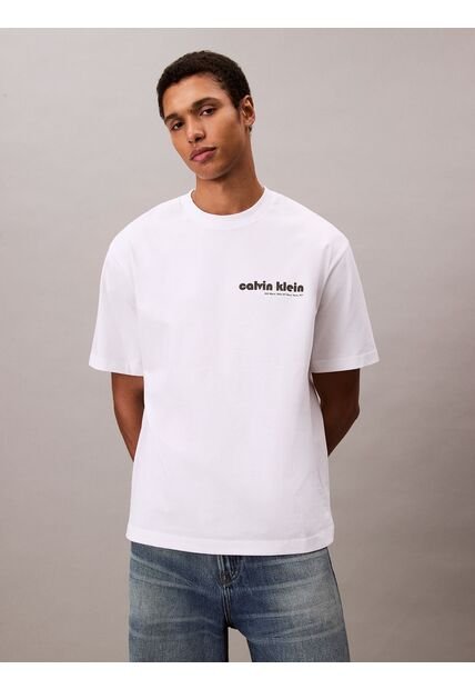 Camiseta Blanca Con Logotipo Bordado Calvin Klein