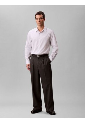 Camisa Blanca Relaxed De Manga Larga En Tejido Dobby A Rayas Calvin Klein