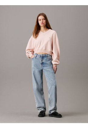 Saco Rosado Cropped Con Cuello En V Calvin Klein