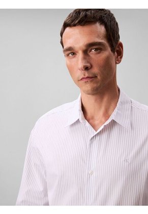Camisa Blanca Relaxed De Manga Larga En Tejido Dobby A Rayas Calvin Klein