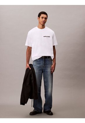 Camiseta Blanca Con Logotipo Bordado Calvin Klein