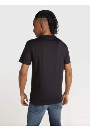 Camiseta Negra Manga Corta Con Logo Tape Calvin Klein