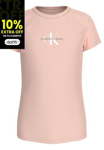 Camiseta Rosada Slim Con Monograma Para Niña Calvin Klein Calvin Klein