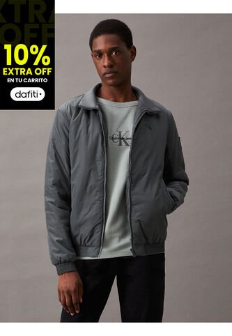 Chaqueta Gris De Nailon Acolchado Con Cremallera Calvin Klein Calvin Klein