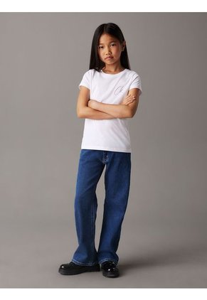 Camiseta Niña Blanca Slim Con Logo Calvin Klein