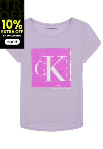 Camiseta Morado Con Logotipo De Lentejuelas Para Niña Calvin Klein Calvin Klein