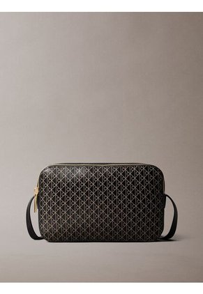 Bolso Negro Cruzado Con Logo Monograma En Todo El Artículo Calvin Klein