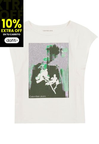 Camiseta Blanca Flutter Floral Para Niña Calvin Klein Calvin Klein