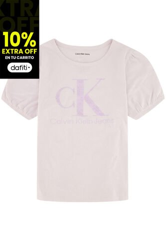 Camiseta Para Niña Con Mangas De Globo Rosado Calvin Klein Calvin Klein