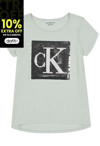 Camiseta Con Logotipo De Lentejuelas Niña Verde Calvin Klein Calvin Klein