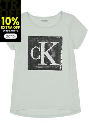 Camiseta Con Logotipo De Lentejuelas Niña Verde Calvin Klein
