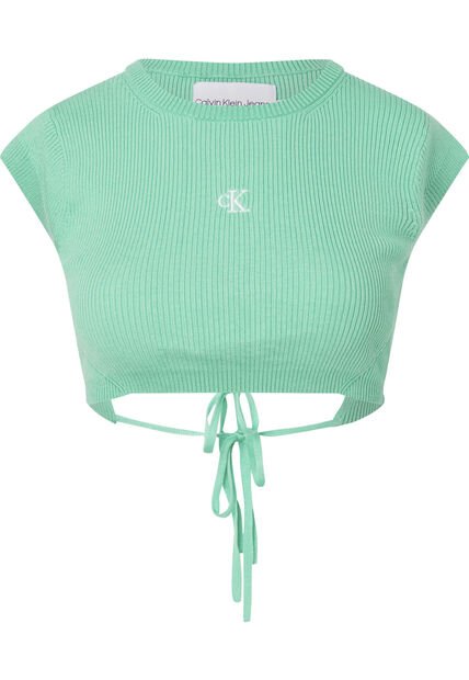 Crop Top Verde De Punto Cropped Con Espalda Abierta Calvin Klein