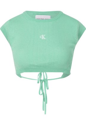 Crop Top Verde De Punto Cropped Con Espalda Abierta Calvin Klein