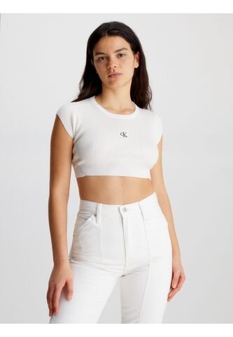 Crop Top Blanco De Punto Cropped Con Espalda Abierta Calvin Klein Calvin Klein