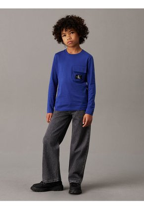 Camiseta Niño Azul De Manga Larga Con Bolsillo Calvin Klein