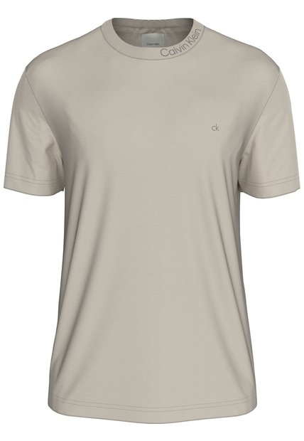 Camiseta Beige Con Logo En El Cuello Calvin Klein