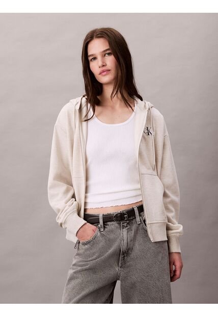 Buzo Blanco Con Capota Y Cierre De Cremallera Calvin Klein