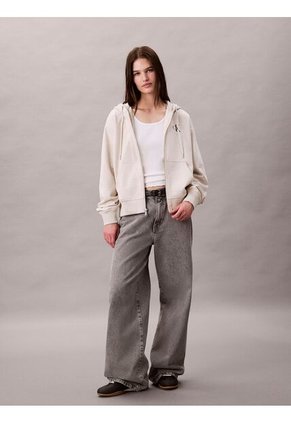 Buzo Blanco Con Capota Y Cierre De Cremallera Calvin Klein