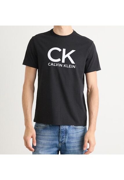 Camiseta Negra Con Estampado Gráfico De Monograma Calvin Klein