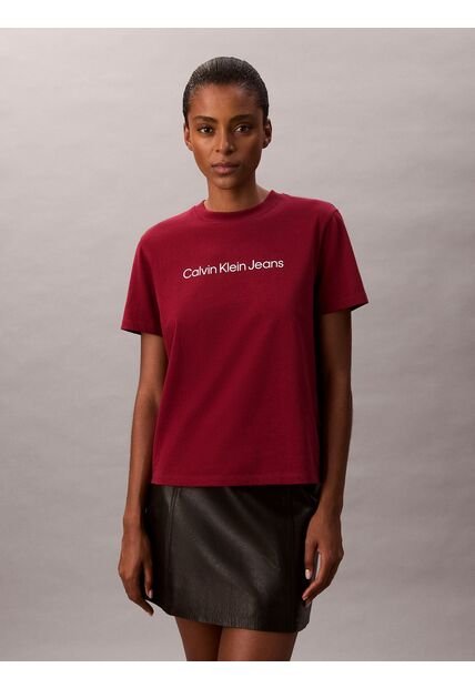 Camiseta Vino Tinto Clásica Con Logo Estampado Calvin Klein