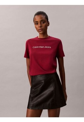 Camiseta Vino Tinto Clásica Con Logo Estampado Calvin Klein