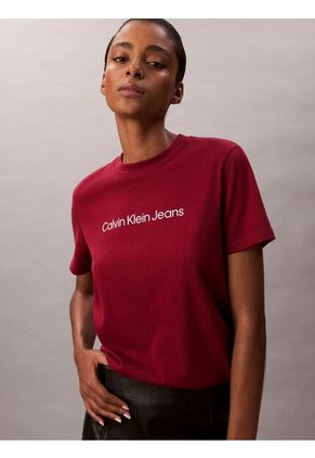 Camiseta Vino Tinto Clásica Con Logo Estampado Calvin Klein