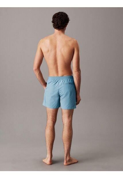 Traje Celeste De Baño De Largo Medio Con Cordón - Logo Tape Calvin Klein