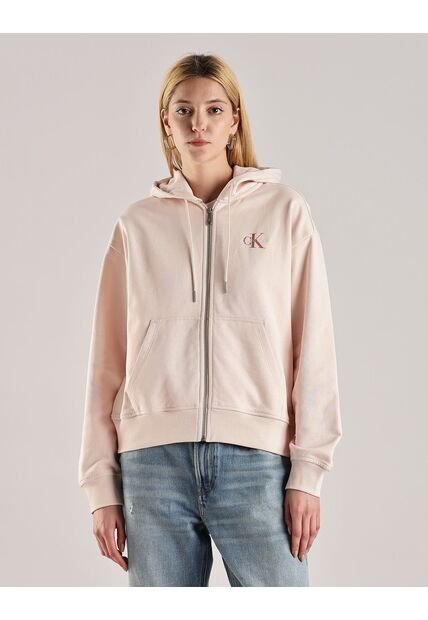 Buzo Beige Con Capota Y Cierre De Cremallera Calvin Klein