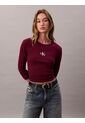 Camiseta Roja Manga Larga Ajustada Con Monograma Calvin Klein de Calvin Klein