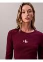 Camiseta Roja Manga Larga Ajustada Con Monograma Calvin Klein de Calvin Klein