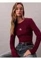 Camiseta Roja Manga Larga Ajustada Con Monograma Calvin Klein de Calvin Klein