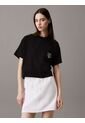 Camiseta Negra Cropped Con Escudo Con Logo Calvin Klein de Calvin Klein