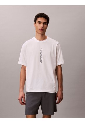 Camiseta Blanca Con Gráfico De Logo Vertical Calvin Klein
