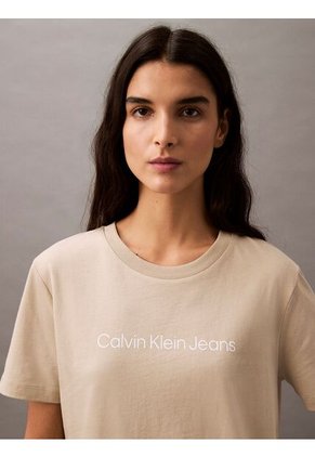 Camiseta Gris Con Logo Calvin Klein