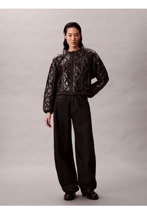 Chaqueta Negra Acolchada Con Patrón De Logo Calvin Klein