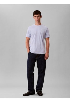 Camiseta Gris Con Micro Monograma Bordado Calvin Klein