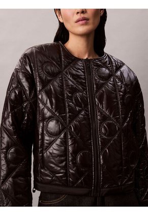 Chaqueta Negra Acolchada Con Patrón De Logo Calvin Klein