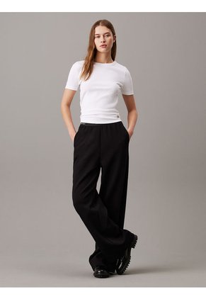 Pantalones Negro De Pierna Ancha Con Cinta Con El Logo Calvin Klein