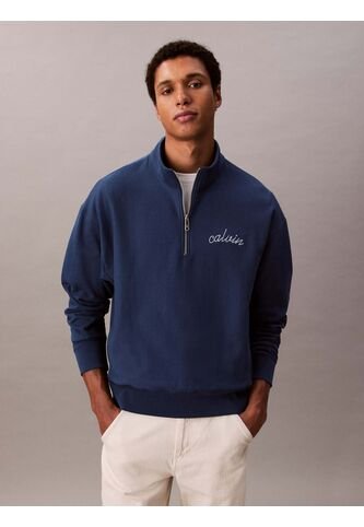 Saco Azul Con Cremallera 1/4 Y Logo Punto Cadeneta Calvin Klein Calvin Klein