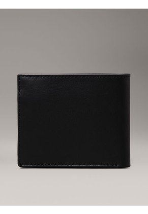 Billetera Negra Monogram De Cuero Calvin Klein